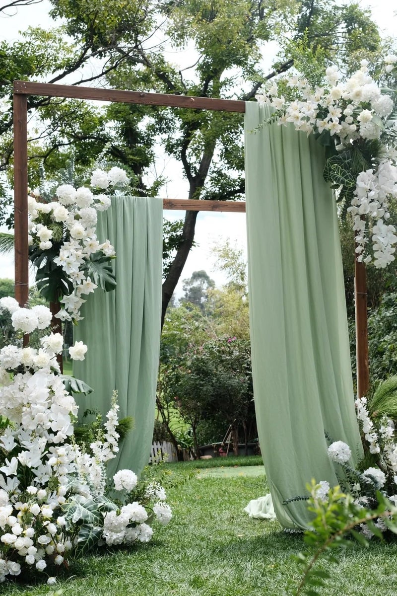 MLMW Sage Green Chiffon Fabric by The Yard 10 Yards 60" Wide Wedding Arch Draping Fabric Sheer Material for Party Backdrop Arch Ceiling Decor - Image 5